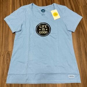 NWT Life Is Good sz M Sphere Crusher Scoop Neck Tee
